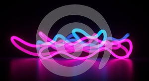 Glowingly intertwining light trails of pink and blue create abstract, wavy patterns photo