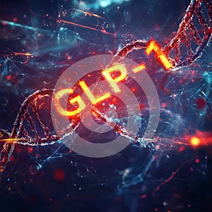 GLP-1 molecular structure representation show intricate details of DNA strands