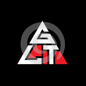GLT triangle letter logo design with triangle shape. GLT triangle logo design monogram. GLT triangle vector logo template with red