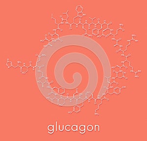 Glucagon hypoglycemia drug molecule. Skeletal formula.