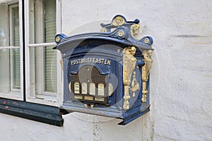 Glucksburg, Germany, historical postbox near gluecksburg castle