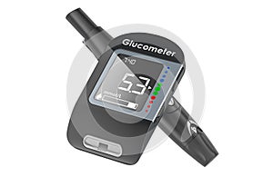 Glucometer with adjustable lancing device, 3D rendering photo