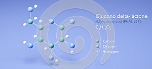 glucono delta-lactone, polyhydroxy, acid, molecular structures, 3d model, Structural Chemical Formula and Atoms with Color Coding