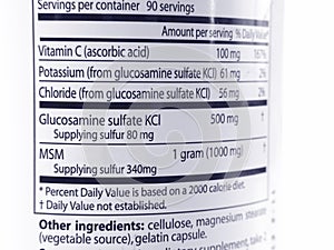 Glucosamine & MSM labeling