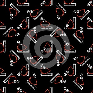 Glucose in Blood with Test Tube vector dark line seamless pattern