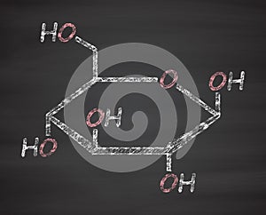 Glucose (D-glucose, dextrose) grape sugar molecule