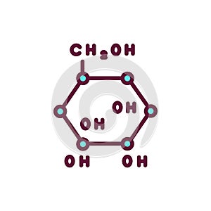 Glucose formula line icon. Isolated vector element.