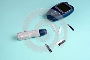 Glucose meter for diabetes tester using as Medicine, glycemia, healthcare and medical concept