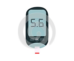 Glucose meter to check blood sugar level logo design. Test Blood Glucose For Diabetes Use as Medicine, diabetes, glycemia.
