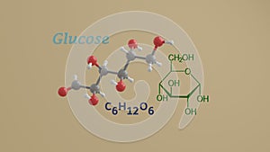 Glucose reducing sugar science molecule 3D render illustration
