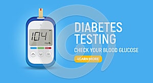Glucose sugar test icon. Glucometer vector blood monitor. Diabetes sugar meter insulin control device