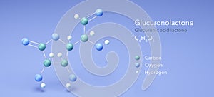 glucuronolactone, glucuronic acid, molecular structures, 3d model, Structural Chemical Formula and Atoms with Color Coding photo