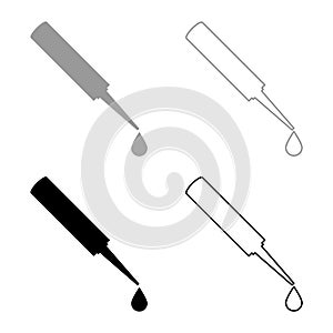 Glue with drop Silicone set icon grey black color vector illustration image flat style solid fill outline contour line thin