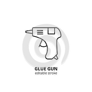 Glue gun line icon. Glue gun silhouette icon isolated on background. Flat vector for web and mobile applications. It can