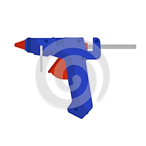 Glue gun vector adhesive icon craft equipment tool. Hot repair work appliance silicone. Affix blue pistol sealant paste