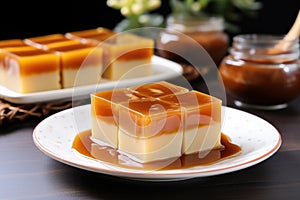 glue pudding nian gao on a plate