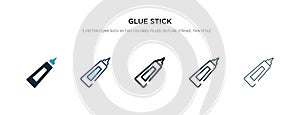 Glue stick icon in different style vector illustration. two colored and black glue stick vector icons designed in filled, outline