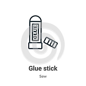 Glue stick outline vector icon. Thin line black glue stick icon, flat vector simple element illustration from editable sew concept