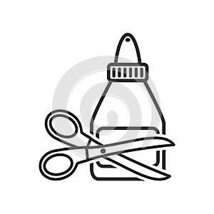 Glue Tube Bottle and Scissors Outline Icon