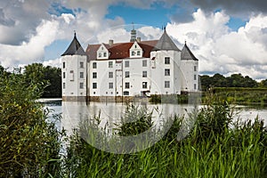 Gluecksburg Castle, historic moated castle on the Flensburg Fjord, Gluecksburg, Baltic Sea, Schleswig-Holstein, Germany