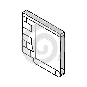 gluing wallpapper on brick wall isometric icon vector illustration