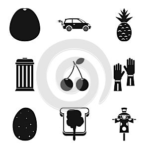 Glut of vitamin icons set, simple style