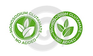 Glutamate no added food package icon. Contain no MSG monosodium glutamate vector seal