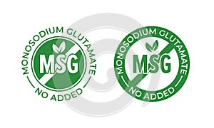 Glutamate no added vector icon. Contain no MSG monosodium glutamate food package seal