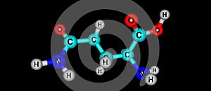 Glutamine molecular structure isolated on black