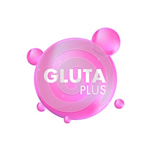 Glutathione chemical formula. Reduced glutathione, GSH. Vitamin solution complex. Vector stock illustration. photo