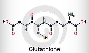 Glutathione, GSH, C10H17N3O6S molecule. It is an important antioxidant in plants, animals and some bacteria. Structural chemical photo
