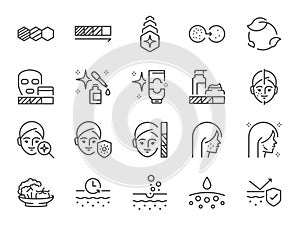 Glutathione icon set. It included face, facial, gluta, skin, and more icons. Editable Vector Stroke photo