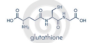 Glutathione reduced glutathione, GSH endogenous antioxidant molecule. Skeletal formula. photo