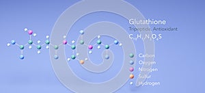 glutathione, Tripeptide, molecular structures, 3d model, Structural Chemical Formula and Atoms with Color Coding