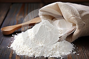 gluten-free all-purpose flour inside a rustic burlap sack photo