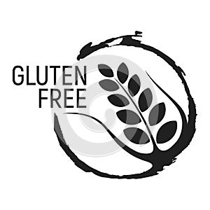 Gluten Free. Allergen food, GMO free products icon and logo. Intolerance and allergy food. Concept black and simple vector