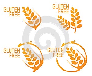 Gluten Free. Allergen food, GMO free products icon and logo. Intolerance and allergy food. Concept cartoon vector illustration and