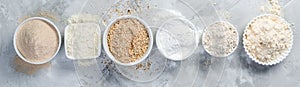 Gluten free concept - selection of alternative flours and ingredients