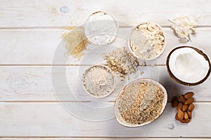 Gluten free concept - selection of alternative flours and ingredients
