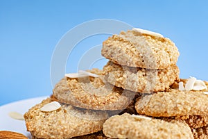 Gluten-Free Cookies almond with almond slice in white plate