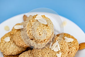 Gluten-Free Cookies almond with almond slice in white plate