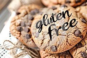 Gluten-free cookies with chocolate chips on a rustic background.