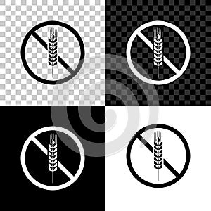 Gluten free grain icon isolated on black, white and transparent background. No wheat sign. Food intolerance symbols