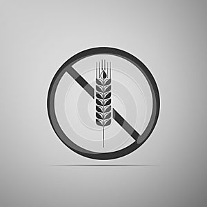 Gluten free grain icon isolated on grey background. No wheat sign. Food intolerance symbols