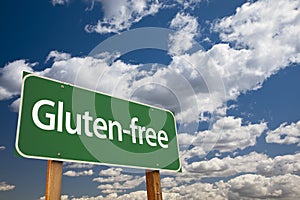 Gluten-free Green Road Sign and Clouds