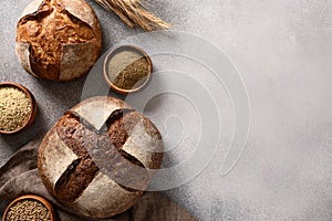 Gluten free healthy hemp bread on gray