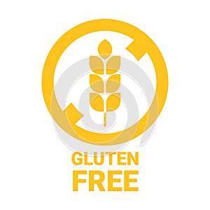 Gluten free icon, grain diet. Crossed out plate with ear of wheat. Healthy food, safe product for celiac disease. Health