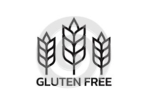 Gluten free icon with grain or wheat symbol. Food allergy label or logo. Vector illustration.