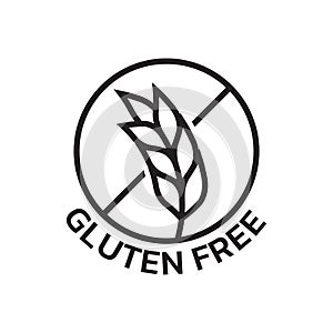 Gluten free icon with grain or wheat symbol. Food allergy label or logo. Vector illustration.