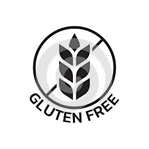 Gluten free icon with grain or wheat symbol. Food allergy label or logo. Vector illustration.